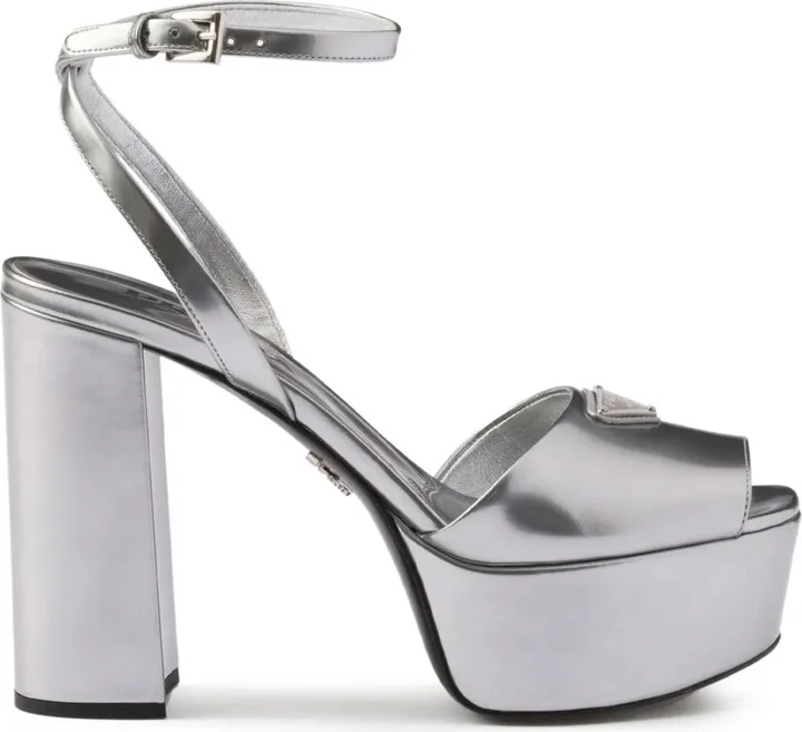 115mm Leather Platform Sandals