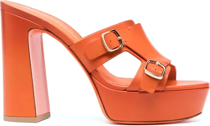 115mm Leather Platform Sandals