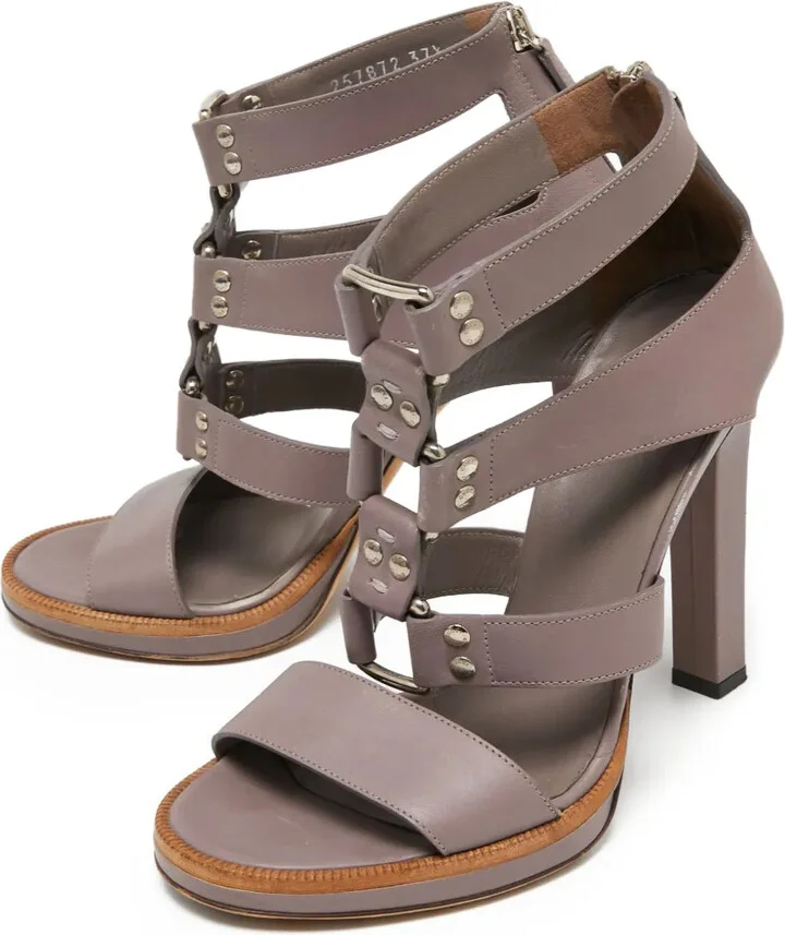 115mm Leather Studded Sandals - Image 2