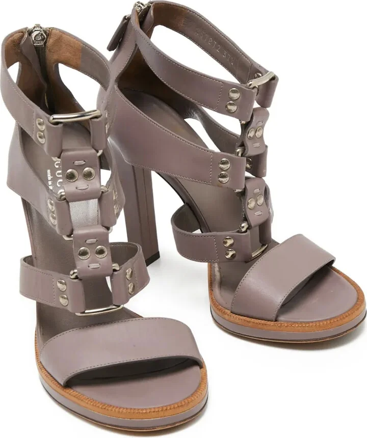 115mm Leather Studded Sandals - Image 5