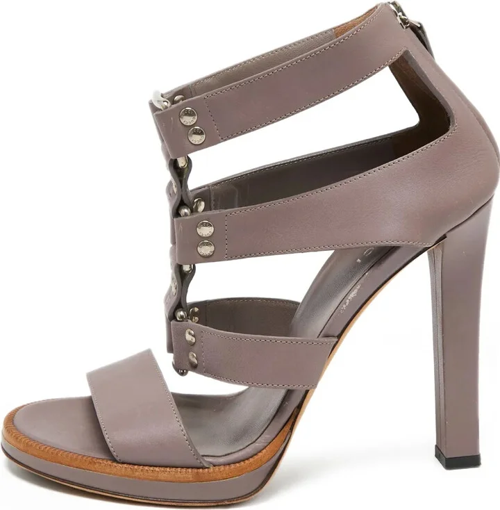 115mm Leather Studded Sandals