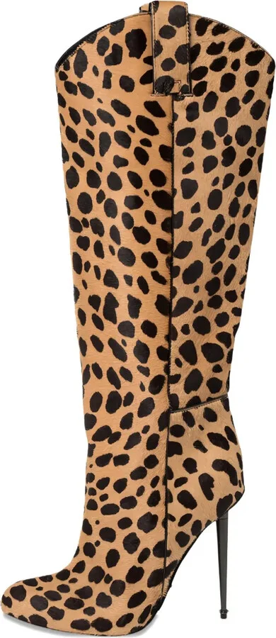 115mm Leopard-Print Knee-High Boots