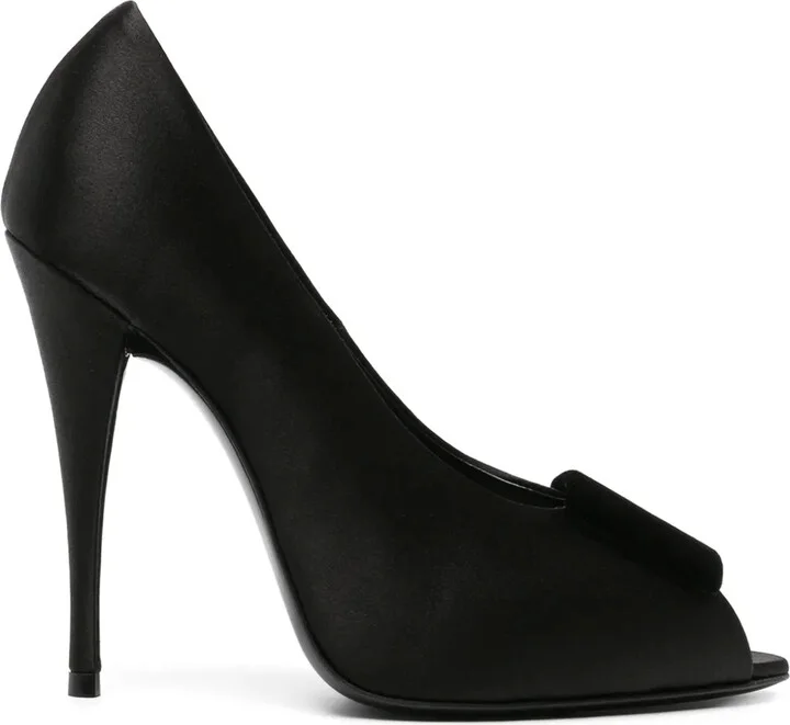 115mm Peep-Toe Satin Pumps