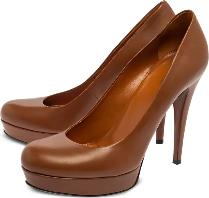 115mm Platform Leather Pumps