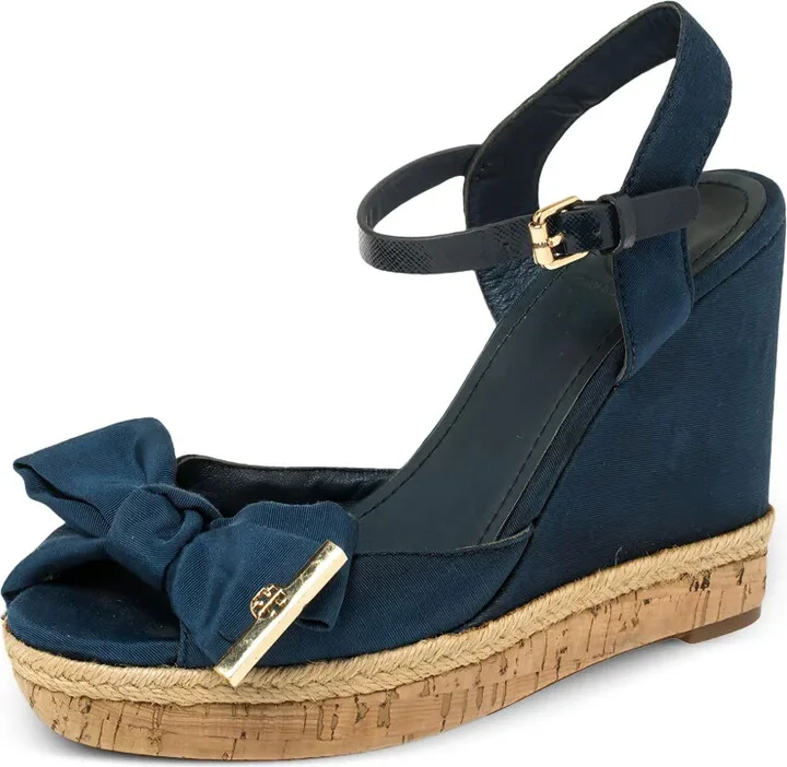 115mm Pre-Owned Bow-Detail Wedge Sandals - Image 2