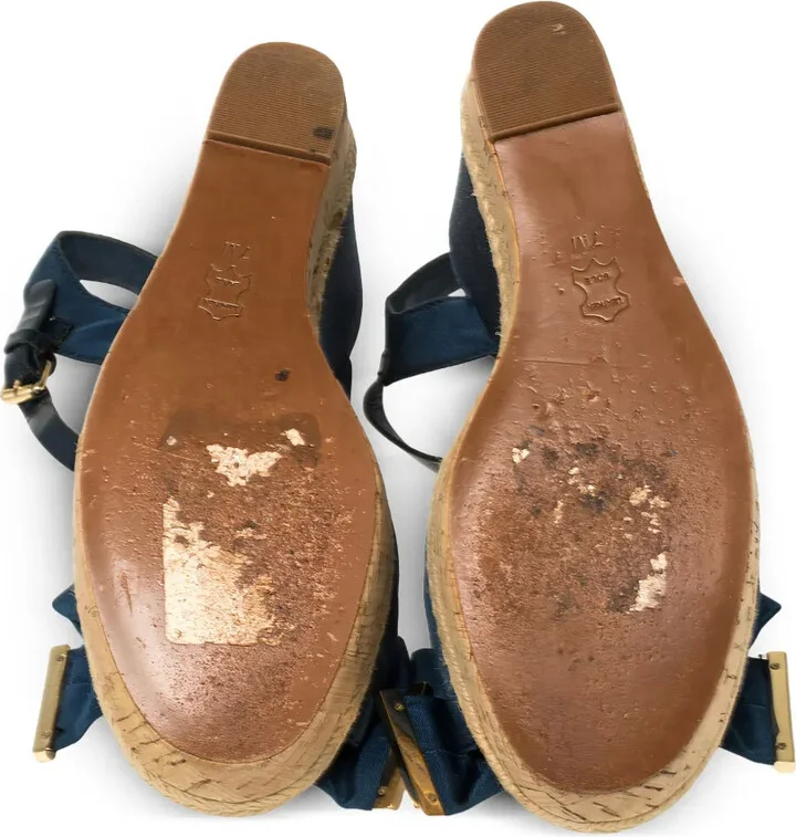 115mm Pre-Owned Bow-Detail Wedge Sandals - Image 4