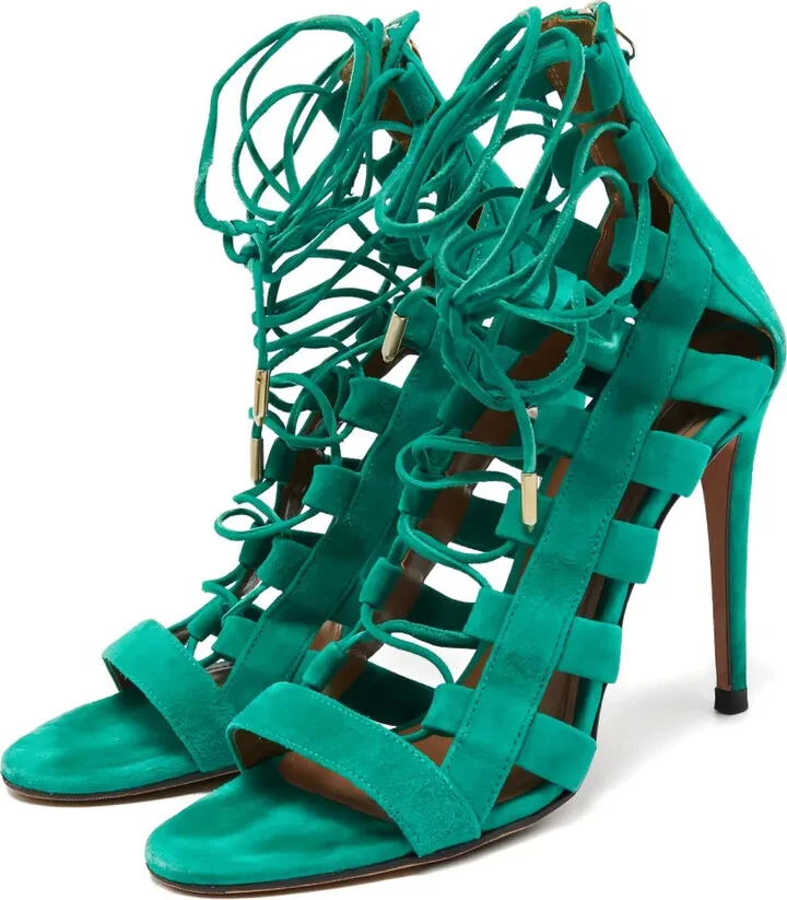 115MM pre-owned lace-up cage sandals - Image 2