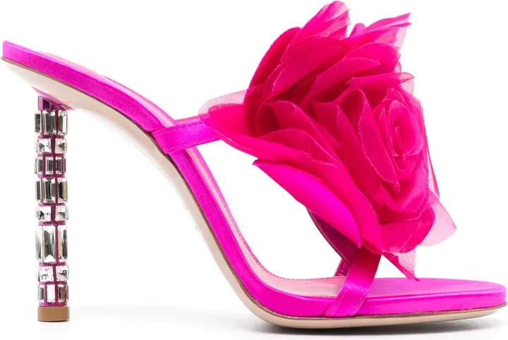 115mm Rose-Appliqué Sandals