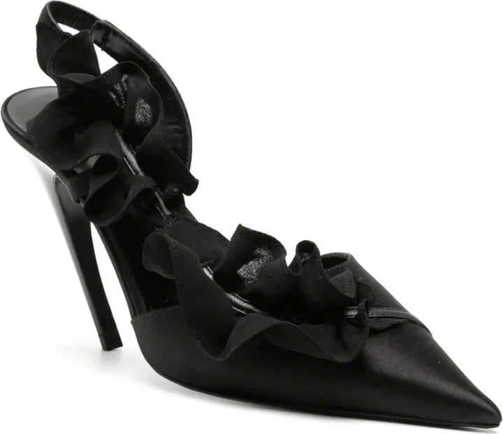115mm Ruffle-Detail Satin Pumps - Image 2