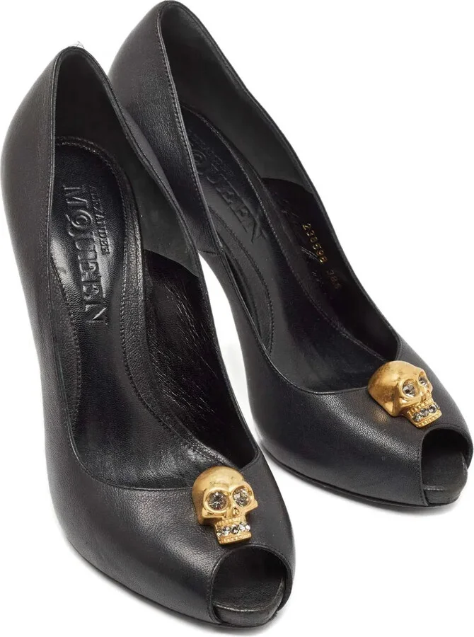 115mm Skull-Embellish Peep-Toe Pumps - Image 2