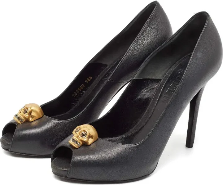115mm Skull-Embellish Peep-Toe Pumps - Image 4