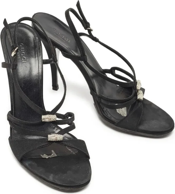 115mm Strappy Satin Sandals - Image 2