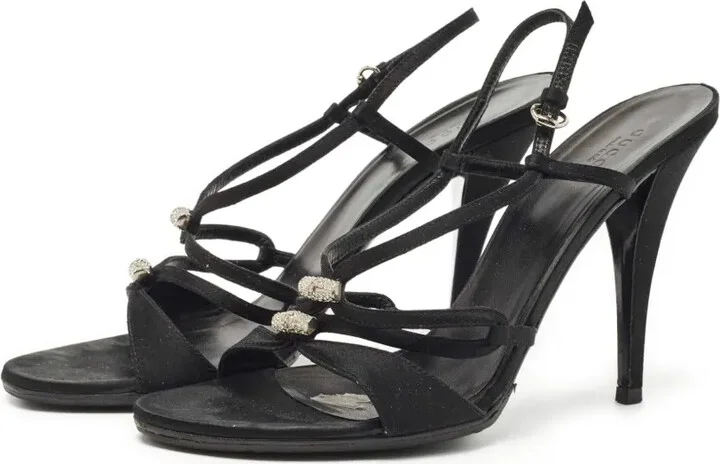 115mm Strappy Satin Sandals - Image 3