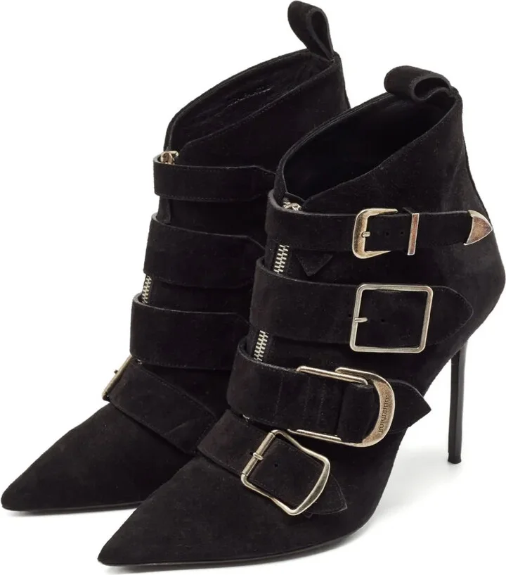 115mm Suede Buckled Boots - Image 4