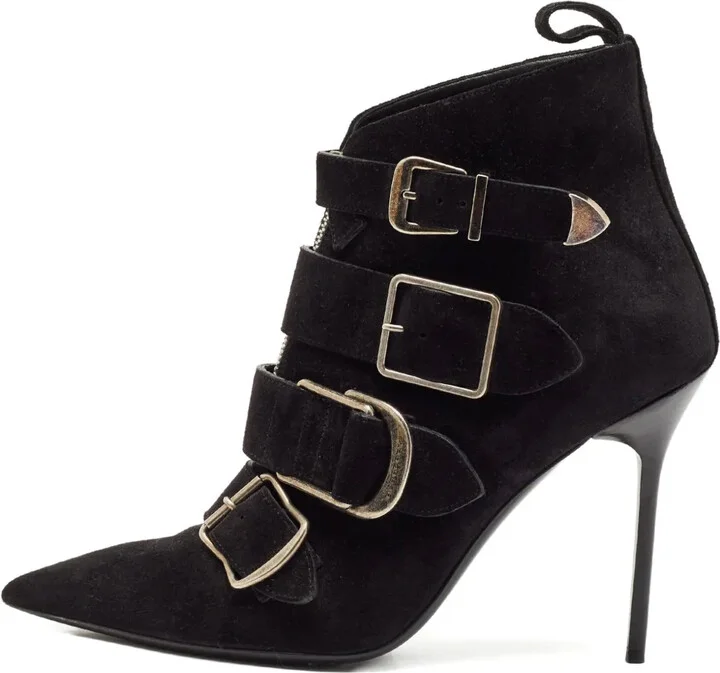115mm Suede Buckled Boots