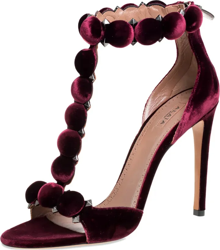 115mm Velvet-Finish Heeled Sandals - Image 2