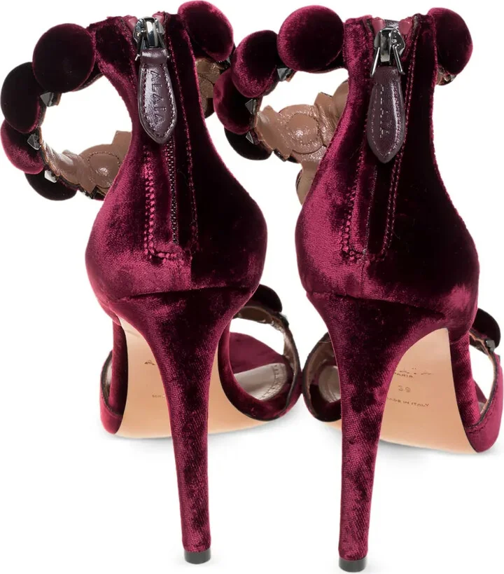 115mm Velvet-Finish Heeled Sandals - Image 3