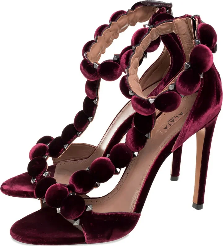 115mm Velvet-Finish Heeled Sandals - Image 4