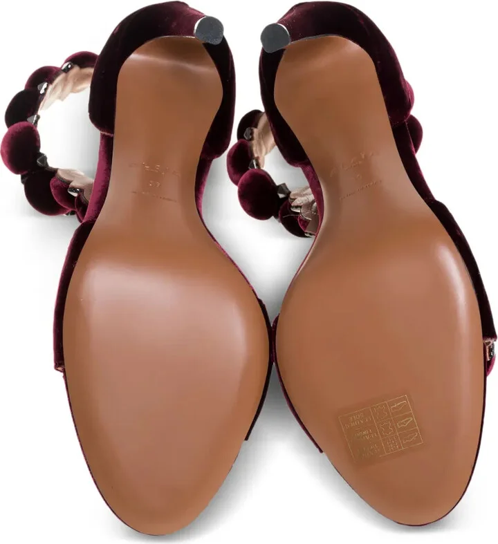 115mm Velvet-Finish Heeled Sandals - Image 5