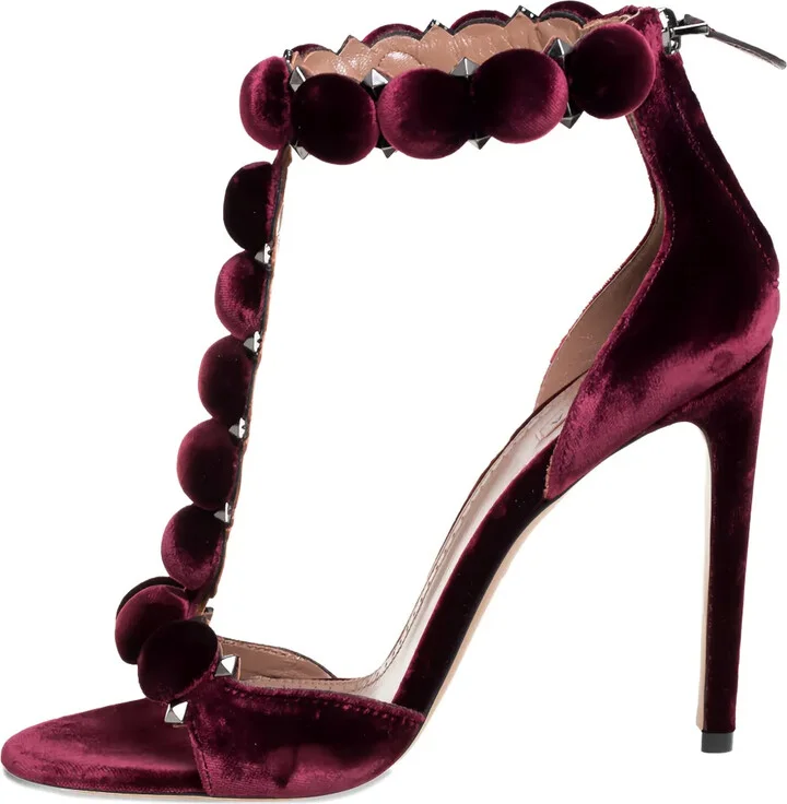 115mm Velvet-Finish Heeled Sandals