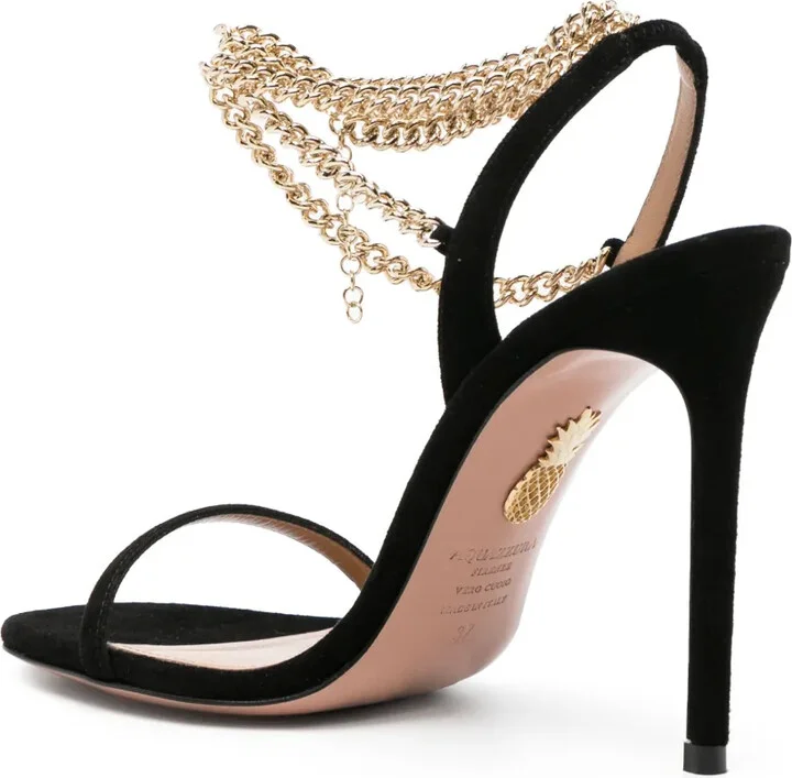 116mm Chain-Link Suede Pumps - Image 3