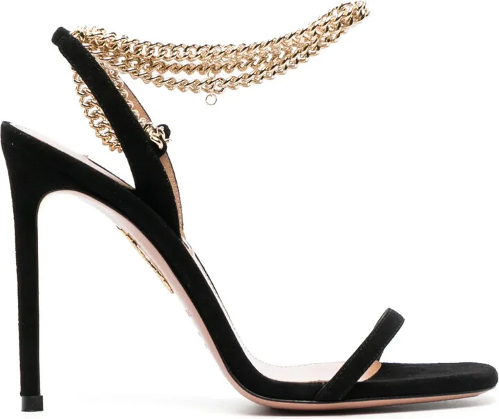 116mm Chain-Link Suede Pumps