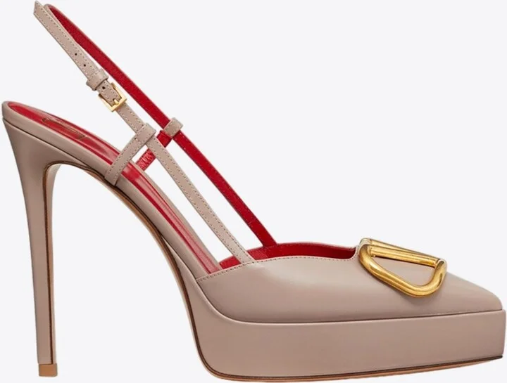 120 VLogo Slingback Leather Pumps
