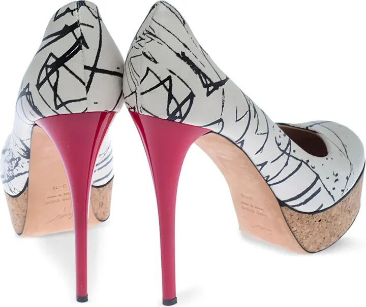 120mm Abstract-Pattern Print Heeled Pumps - Image 3