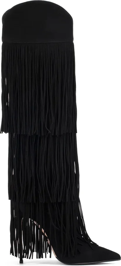 120mm Andy tiered-fringe suede boots