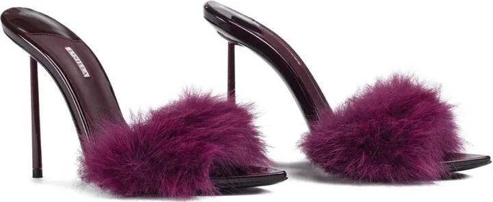 120mm Bella feather-embellished patent-leather mules - Image 2
