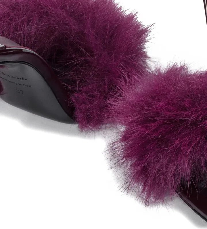 120mm Bella feather-embellished patent-leather mules - Image 3