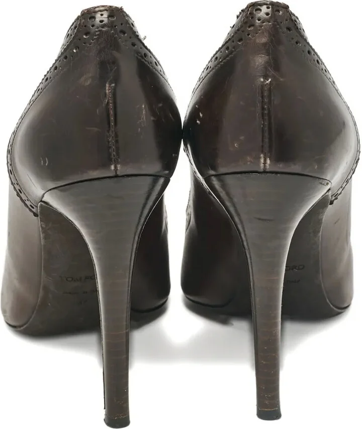 120mm Brogue-Detail Leather Pumps - Image 3