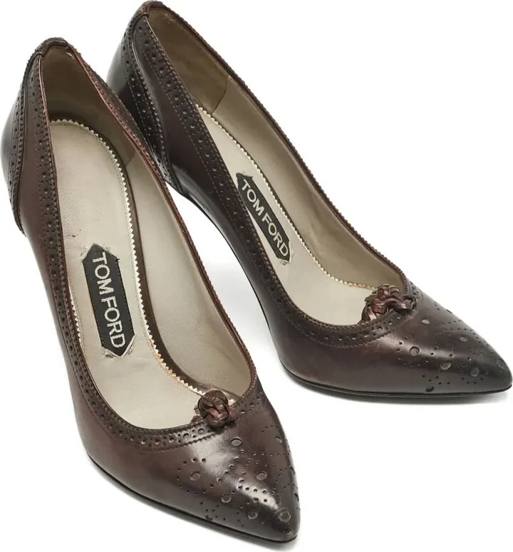 120mm Brogue-Detail Leather Pumps - Image 4