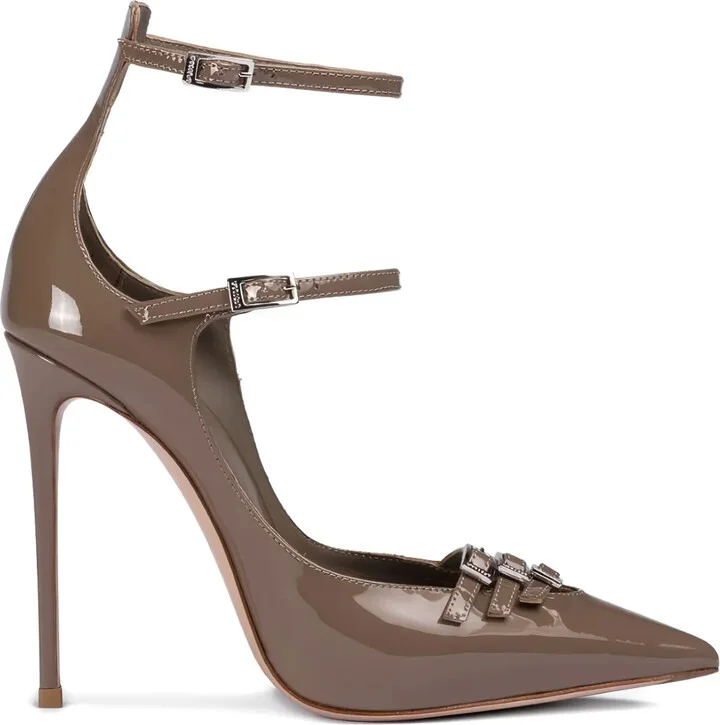 120MM buckle-strap pointed-toe pumps