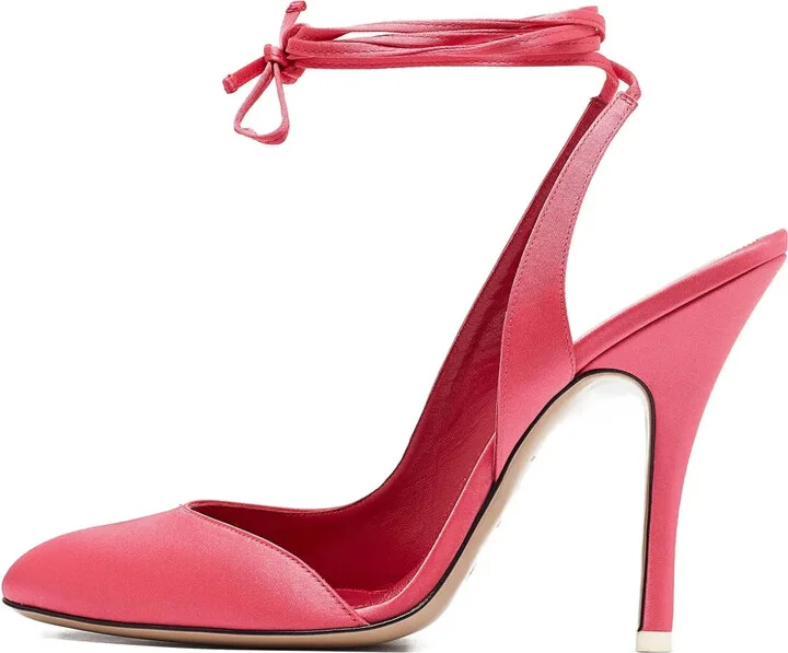 120mm Carrie satin ankle-tie pumps