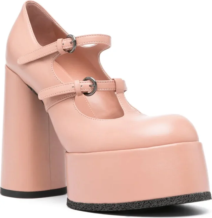 120mm Cut-Out Leather Pumps - Image 2