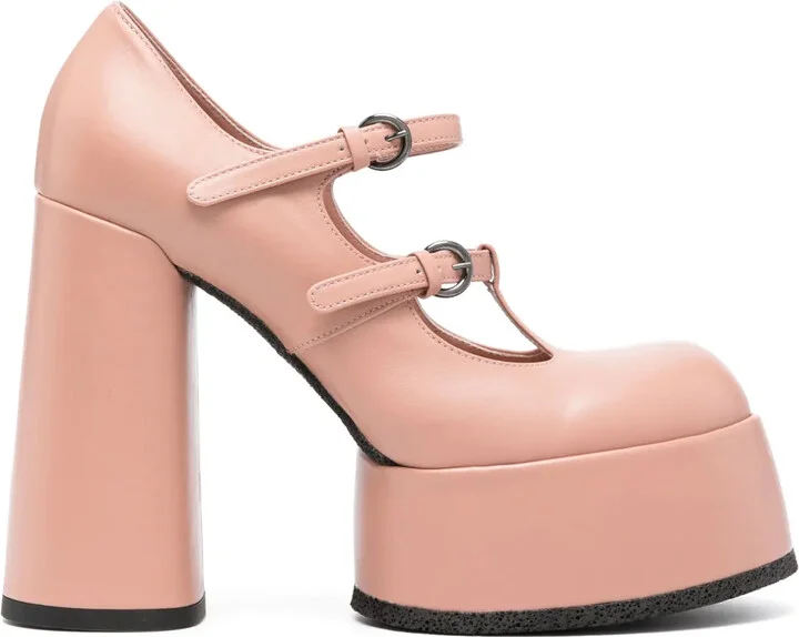 120mm Cut-Out Leather Pumps