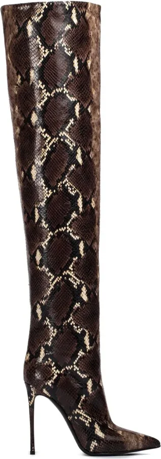 120mm Eva snake-print leather boots