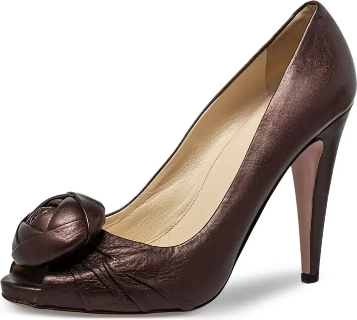 120mm Floral-Embellishment Peep-Toe Pumps - Image 2