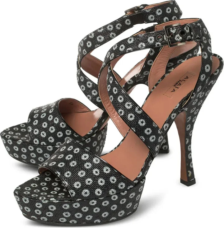 120mm Floral-Print Cross Sandals - Image 3