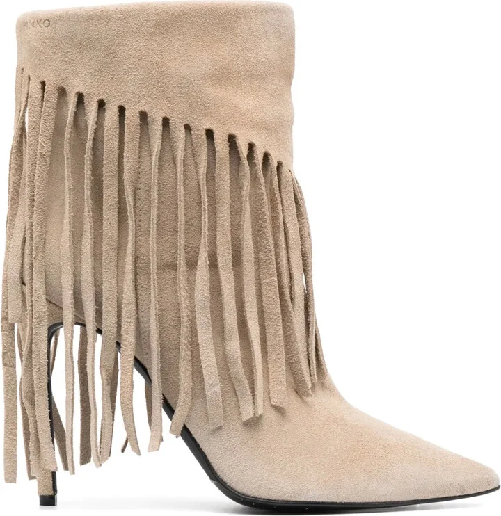 120mm Fringe-Detail Ankle Boots