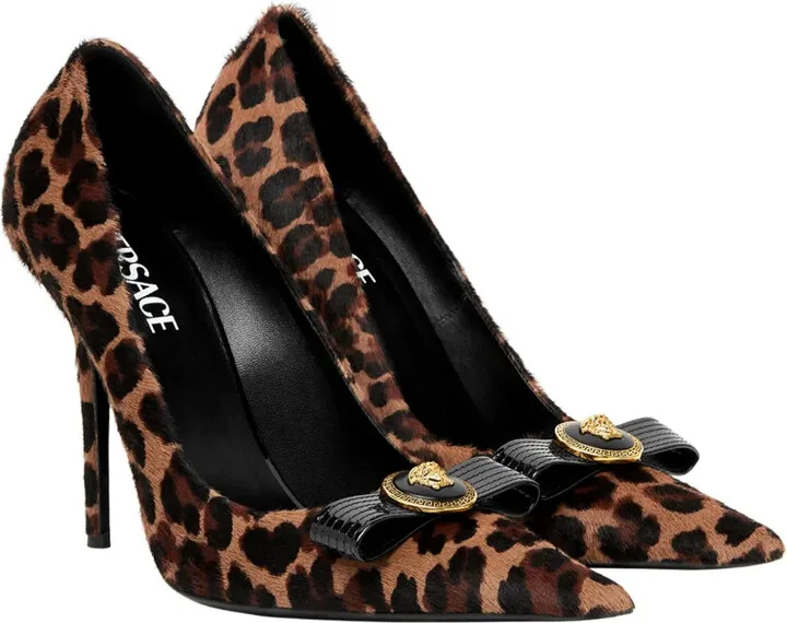 120mm Gianni Ribbon leopard pumps - Image 2