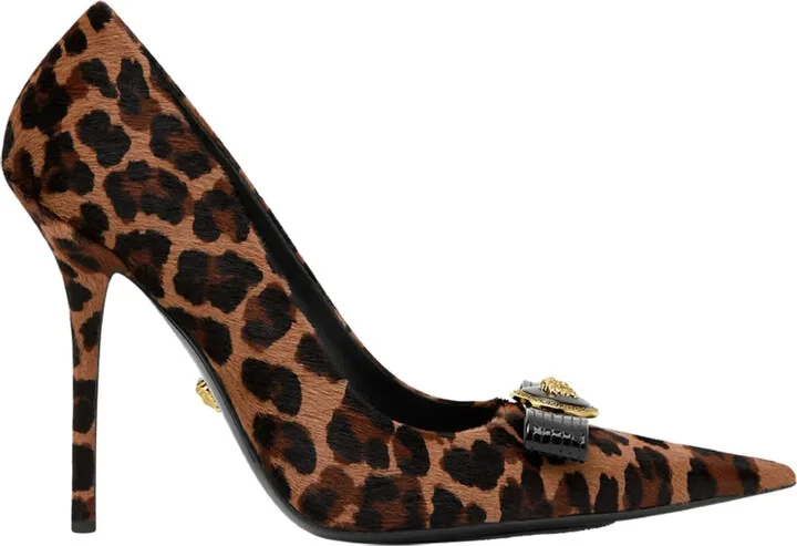 120mm Gianni Ribbon leopard pumps