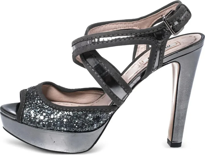 120mm Glitter-Detail Platform Sandals