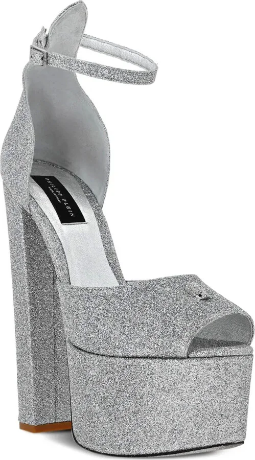 120mm Glitter-Detailing Leather Sandals - Image 2