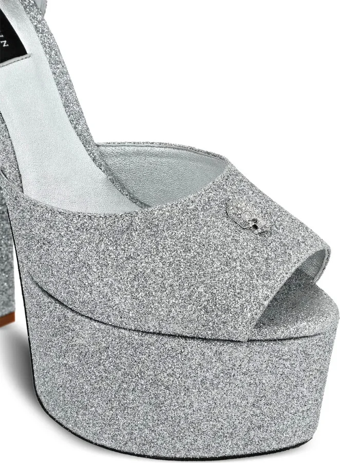 120mm Glitter-Detailing Leather Sandals - Image 4