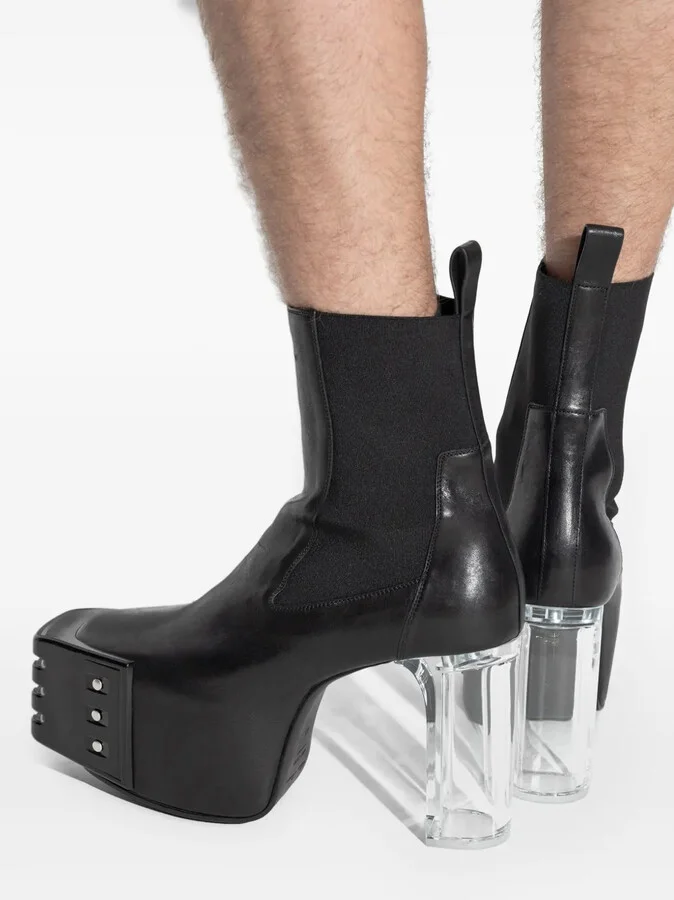 120mm Grilled platform leather boots - Image 5