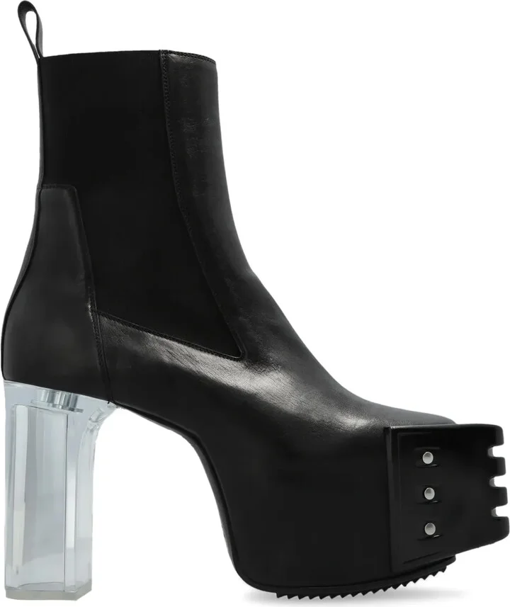 120mm Grilled platform leather boots