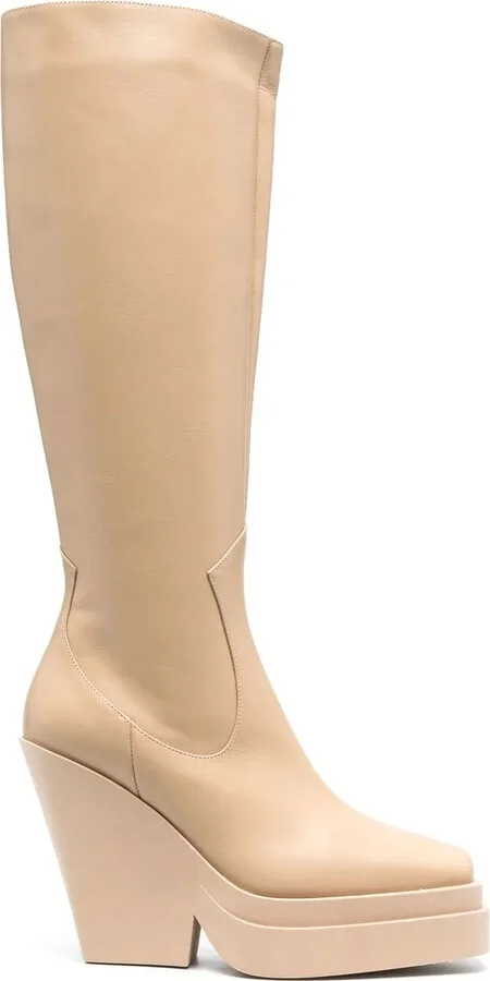 120mm Knee-High Leather Boots