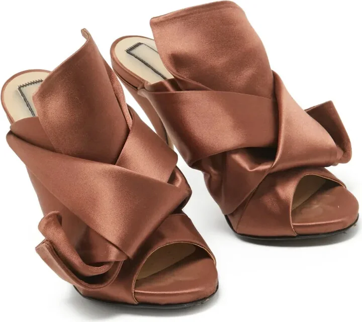120mm Knotted Satin Sandals - Image 2